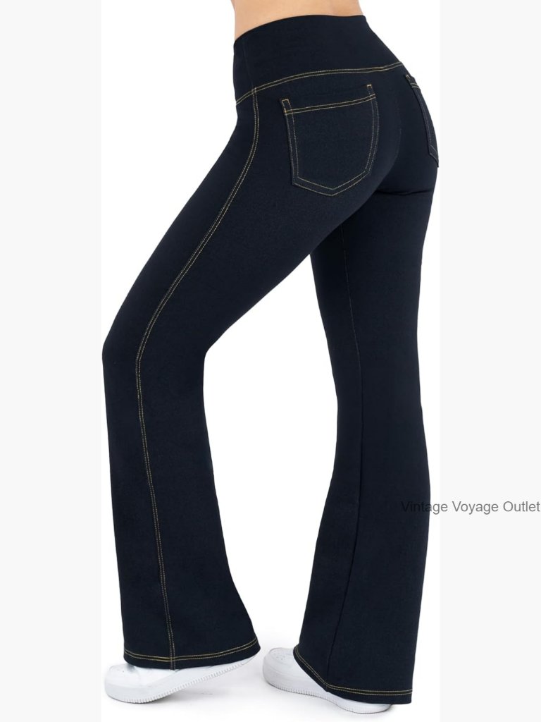 High Waist Tummy Control Bootcut Leggings With Pockets Plus Size